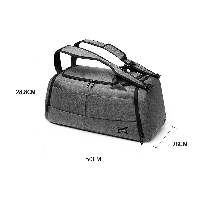 Grey Backpack Duffle Bag Canvas Sports Travel Weekend Bag