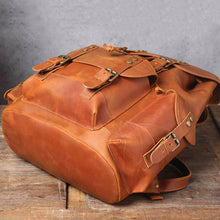 Load image into Gallery viewer, Dark Coffee Leather Full Grain School Backpack
