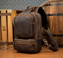 Load image into Gallery viewer, Vintage Leather Sling School Backpack for Men
