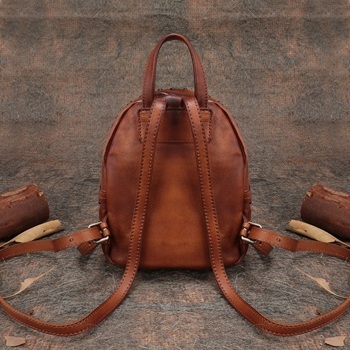 Small Rivets Leather Backpack Purse for Women