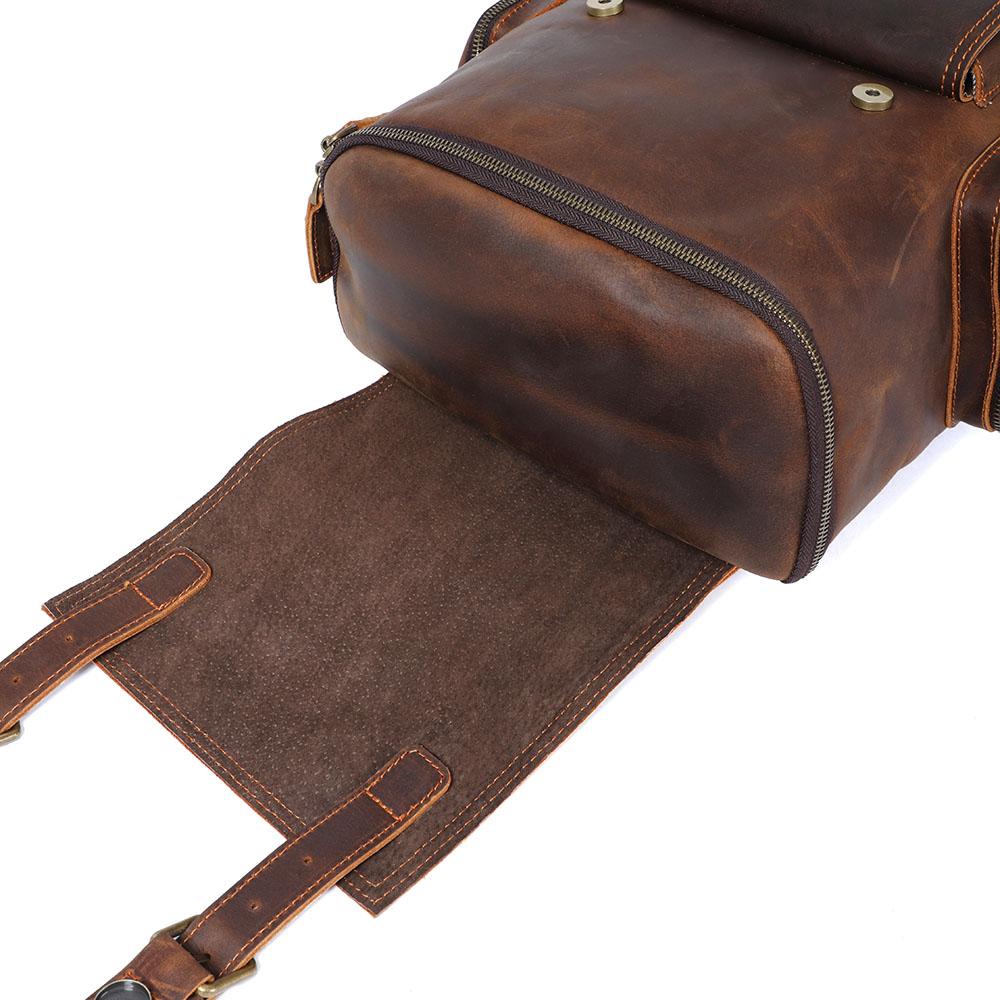 Large Brown Leather School Backpack