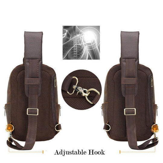 Shoulder Crazy Horse Leather Chest Sling Bag