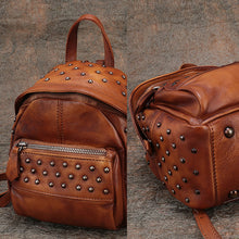 Load image into Gallery viewer, Small Rivets Leather Backpack Purse for Women
