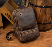 Load image into Gallery viewer, Vintage Leather Sling School Backpack for Men
