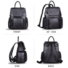 Load image into Gallery viewer, Vintage Womens Brown Leather Backpack Purse Designer Laptop Book Bag for Women
