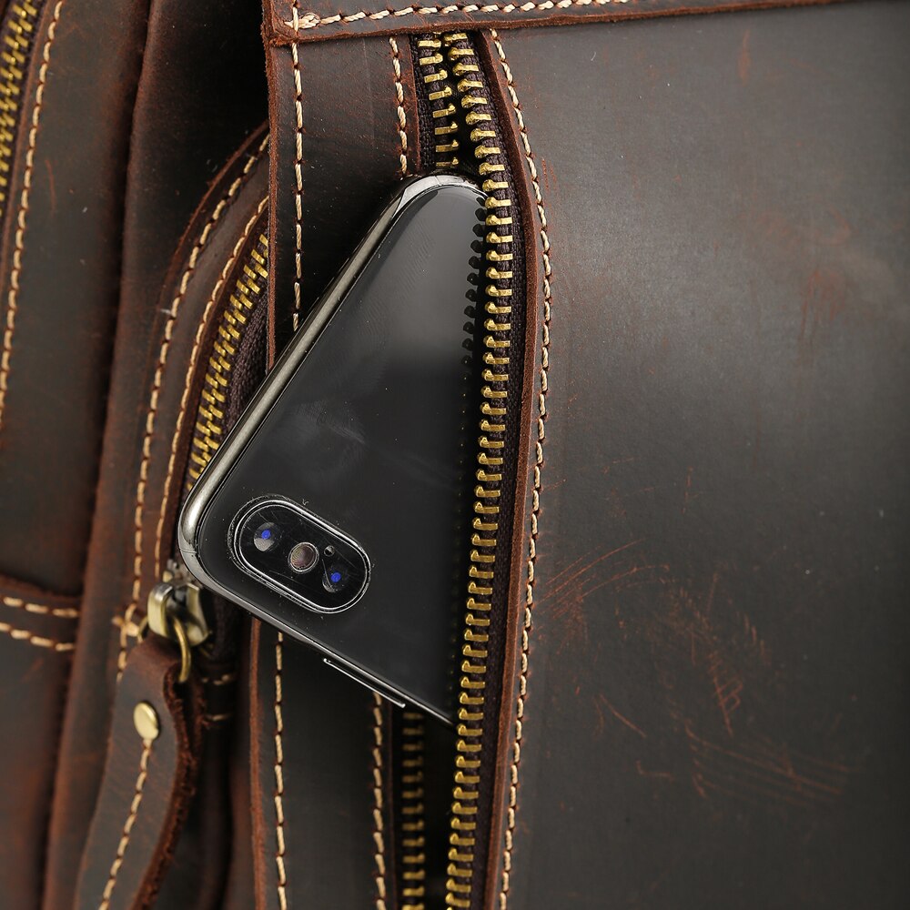 Mens Convertible Leather School Backpack Sling Bag