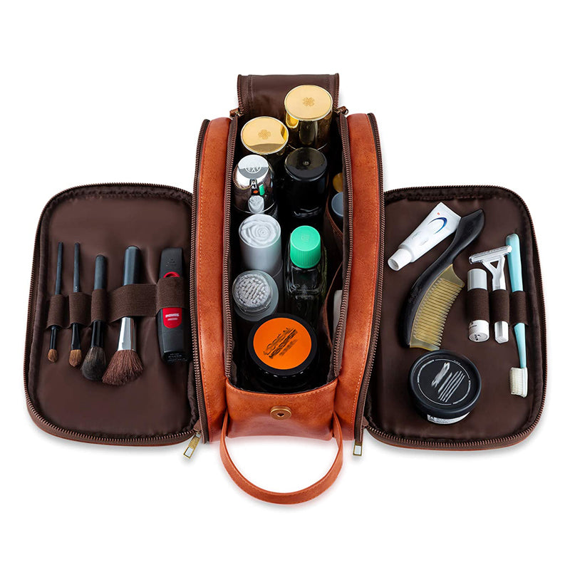 Groomsmen Gift Toiletry Bag, Vegan Leather Dopp Kit, Water-Resistant Bathroom Toiletries Organizer, PU Leather Cosmetic Bags, Christmas Gift