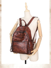 Load image into Gallery viewer, Vintage Leather Rucksack Womens Vintage School Backpacks Leather Backpack Purse
