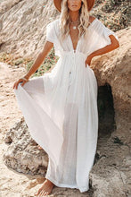 Load image into Gallery viewer, Button Drawstring Waist Maxi Cover Dress
