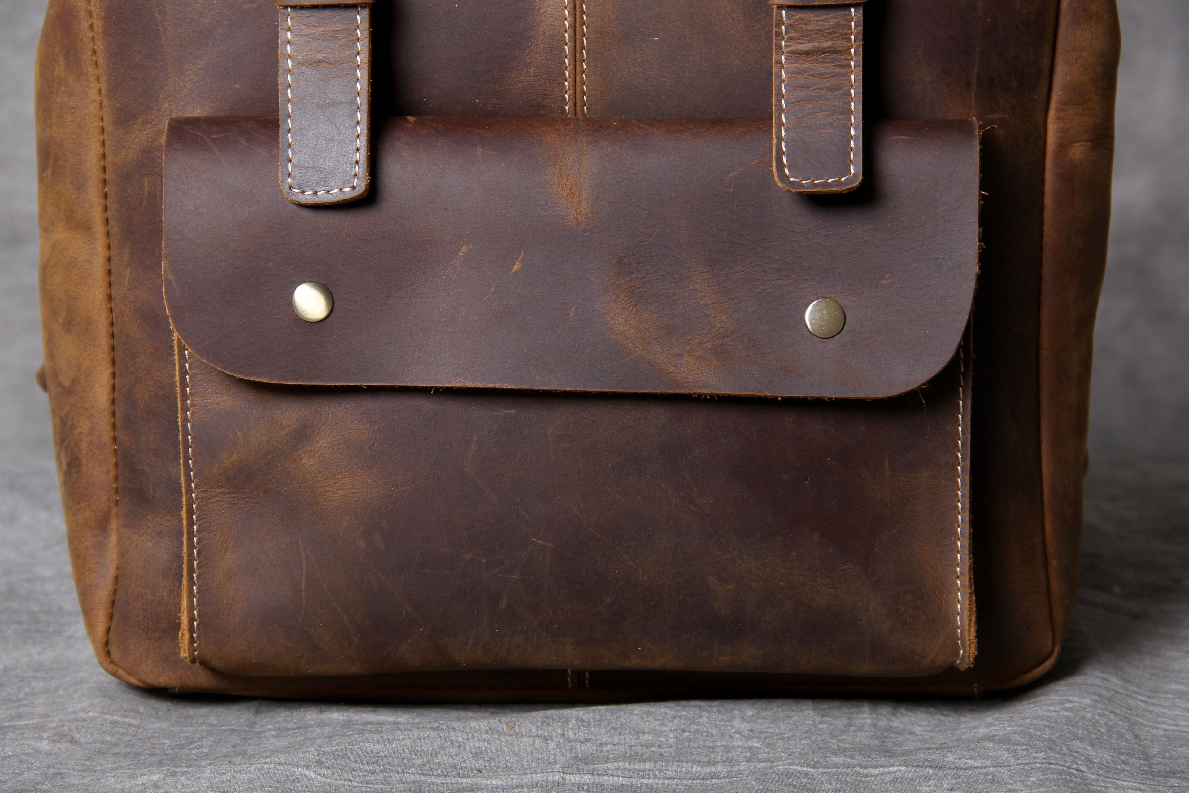 Retro Leather School Backpack for Men