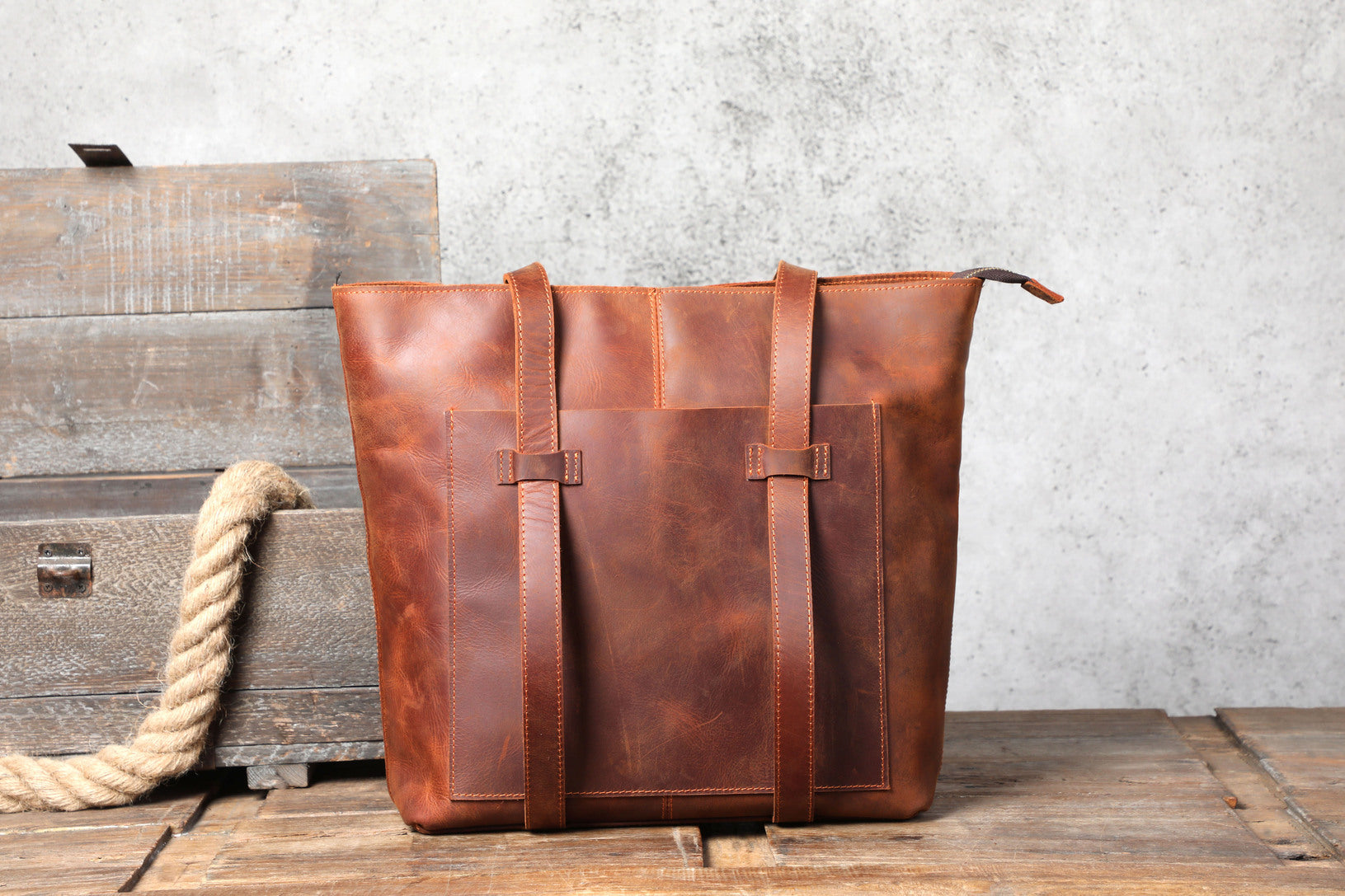 Brown Leather Tote Bag