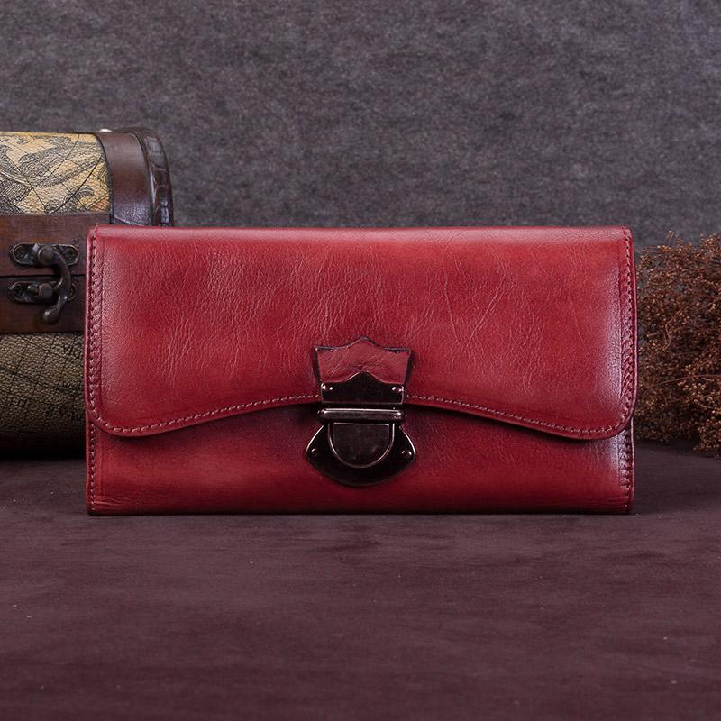 Women's Trifold Leather Long Wallet Purse Clutch