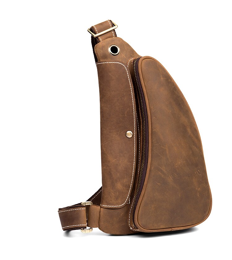 Vintage Crazy Horse Leather Mens Sling Bag