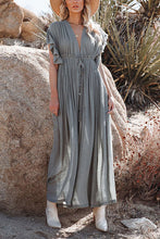 Load image into Gallery viewer, Button Drawstring Waist Maxi Cover Dress
