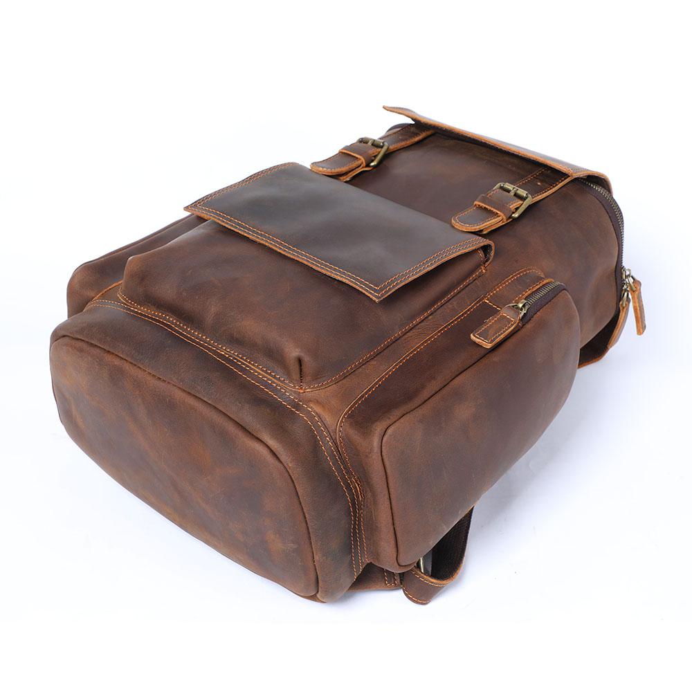 Large Brown Leather School Backpack