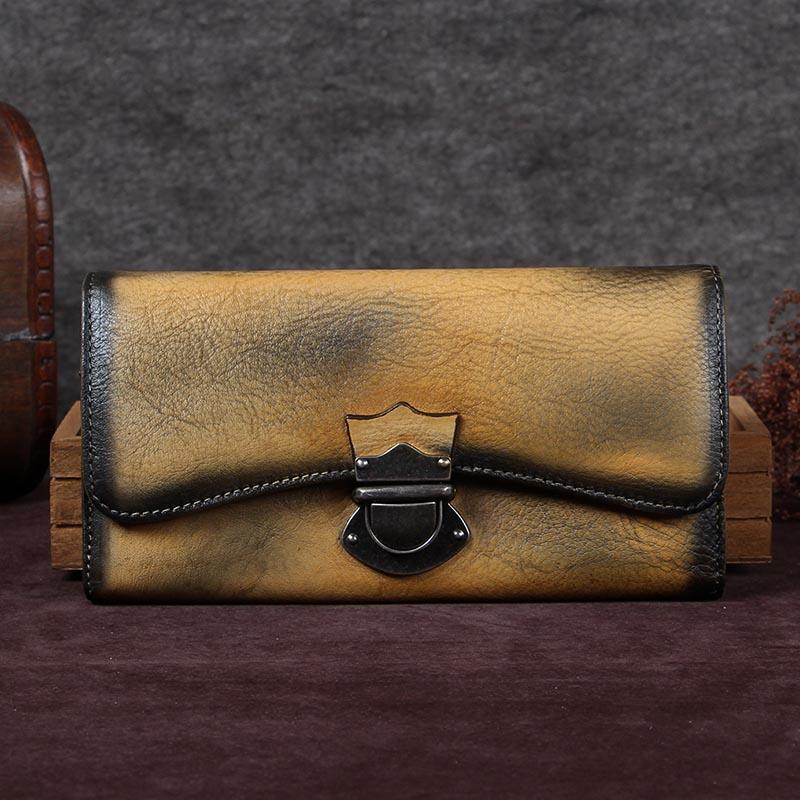 Women's Trifold Leather Long Wallet Purse Clutch