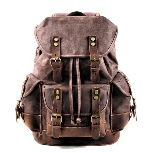 Large Travel Waxed Canvas Outdoor Laptop Backpack