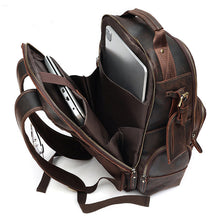 Load image into Gallery viewer, Men&#39;s Vintage Full Grain Leather 15.6 Inch Laptop School Backpack Camping Travel 24L Rucksack
