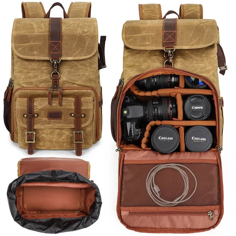 Waterproof Canvas Camera Backpack Photography Bag