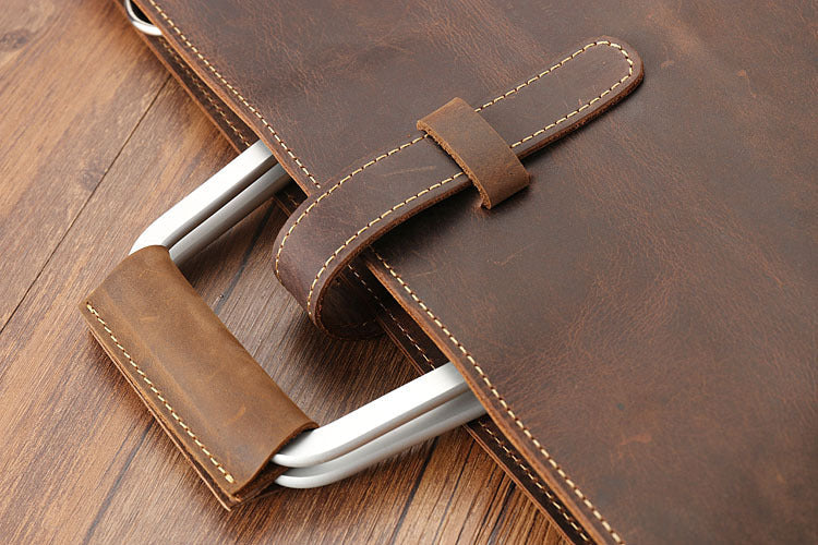 Handmade Crazy Horse Leather Laptop Bag Handbag Men Briefcase