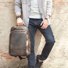 Load image into Gallery viewer, Large Simple School Leather Laptop Rucksack
