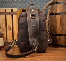 Load image into Gallery viewer, Vintage Leather Sling School Backpack for Men
