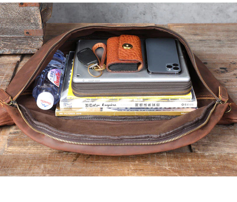 Large Leather Shoulder Cross Body Sling Bag