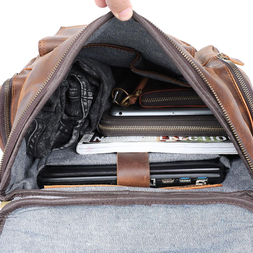 Large Brown Leather School Backpack