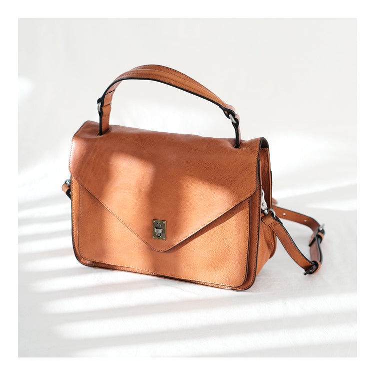 Modern Womens Brown Leather Satchels Leather Messenger Bag For Women