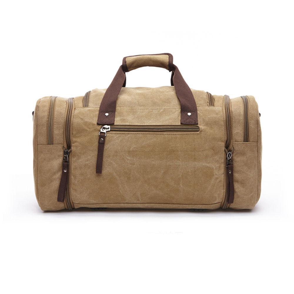 Men's Oversize Canvas Travel Bags Large Capacity Carry On Luggage Weekend Bag