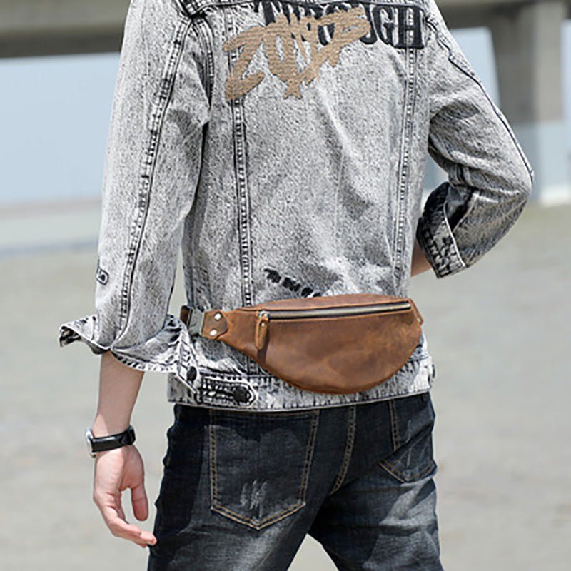 Men's Leather Simple Sling Bag