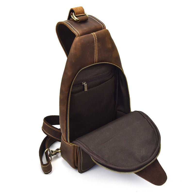 Brown Leather Crossbody Bags for Men Sling Backpack