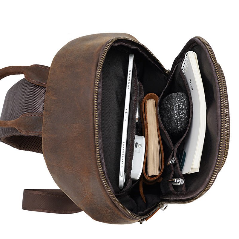 Shoulder Crazy Horse Leather Chest Sling Bag