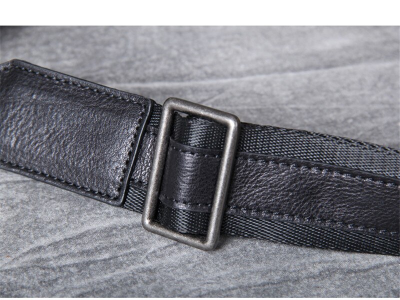 Black Leather Crossbody Sling Bag for Men
