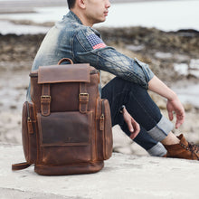 Load image into Gallery viewer, Large Brown Leather School Backpack
