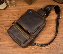 Load image into Gallery viewer, Vintage Leather Sling School Backpack for Men
