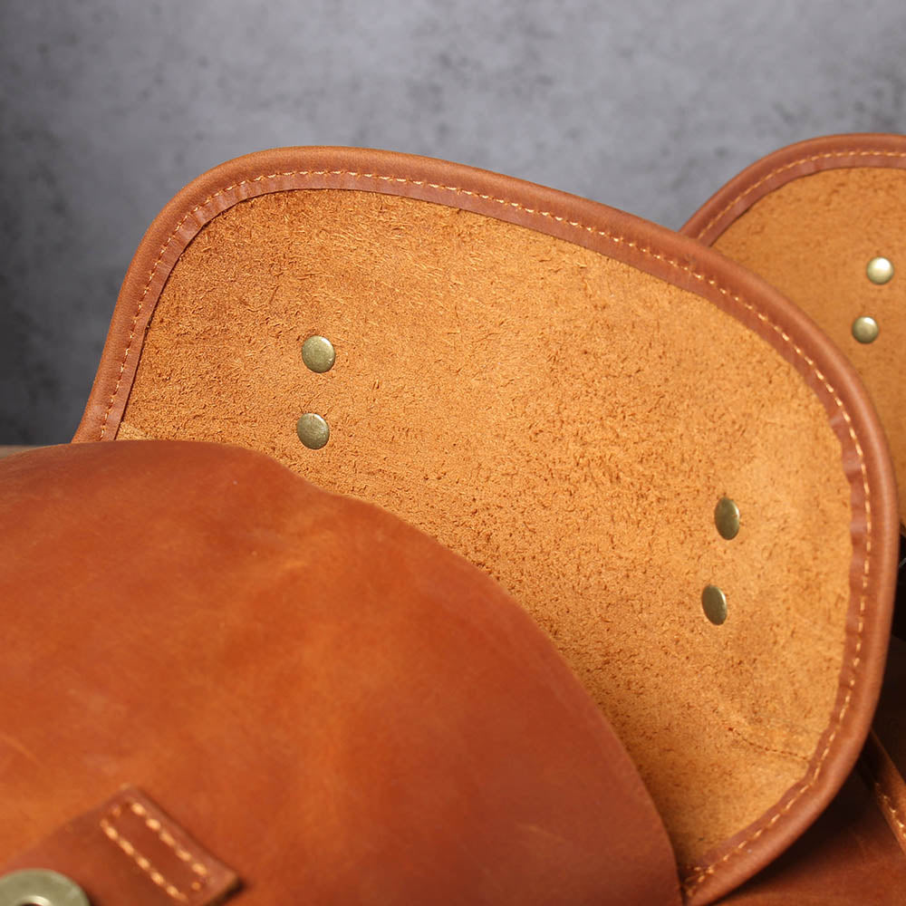 Dark Coffee Leather Full Grain School Backpack