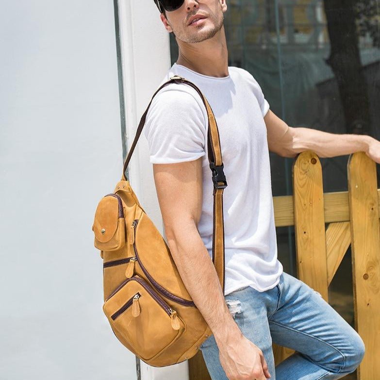 Cowhide Leather Cross Body Sling Bag for Men