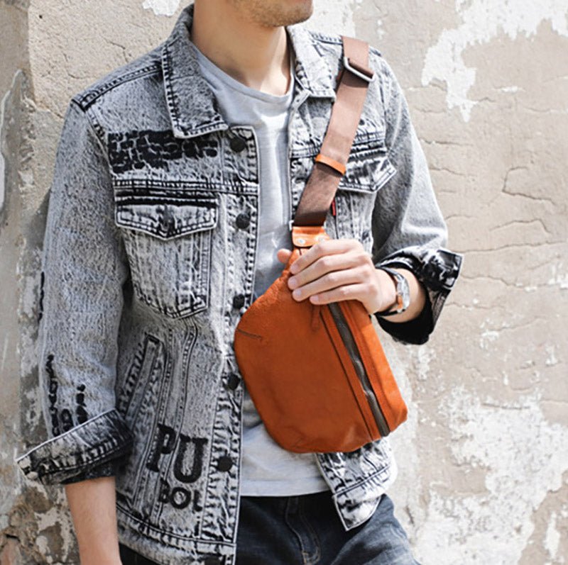 Cowhide Leather Sling Bag for Men