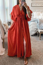 Load image into Gallery viewer, Button Drawstring Waist Maxi Cover Dress
