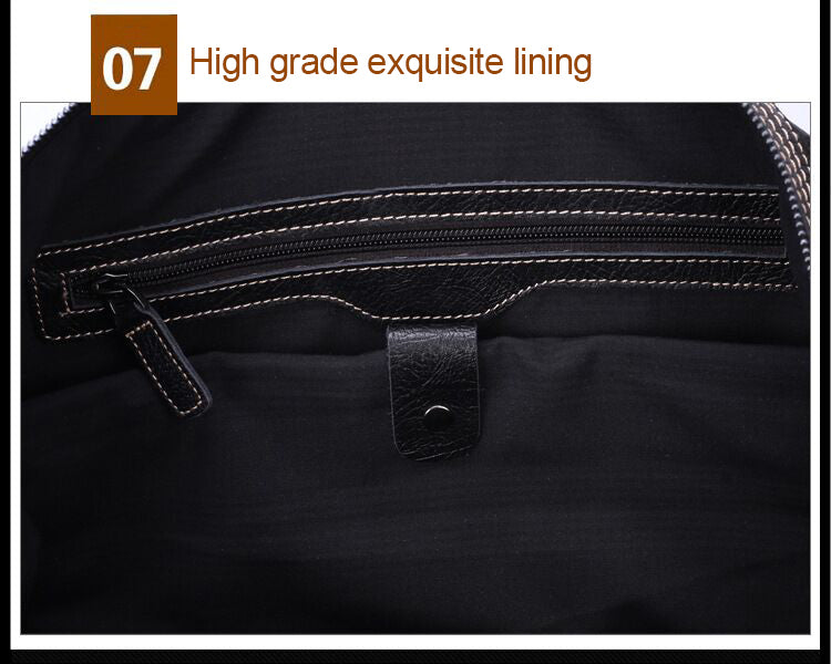 Black Full Grain Travel Weekender Duffel Bag for Men