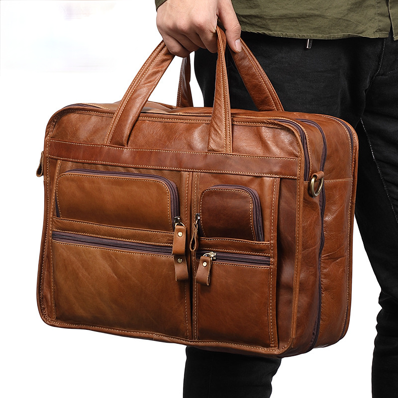 Men's Handmade Leather Business Briefcase