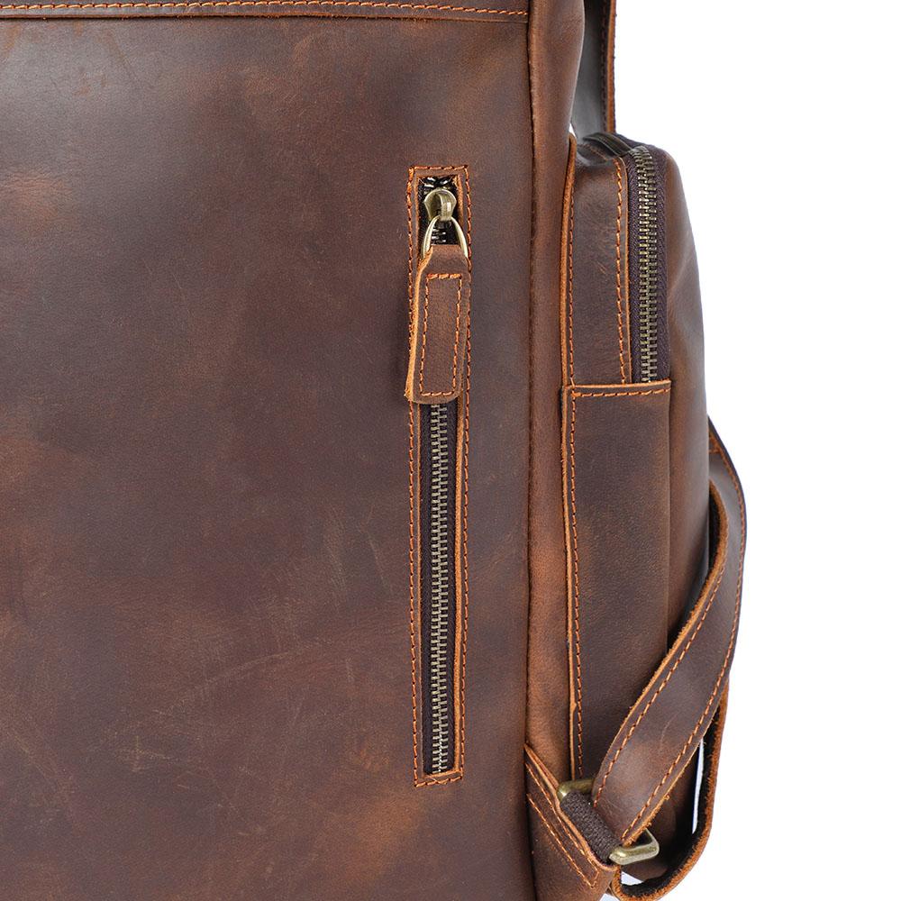 Large Brown Leather School Backpack