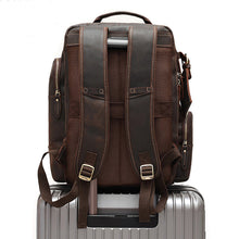 Load image into Gallery viewer, Men&#39;s Vintage Full Grain Leather 15.6 Inch Laptop School Backpack Camping Travel 24L Rucksack
