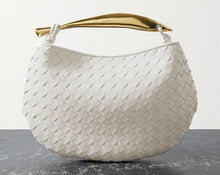 Load image into Gallery viewer, Women Genuine Leather Handbag Fashion Designer Luxury Handle Metal Handbag Soft Leather Evening Woven Bag Clutch Purse
