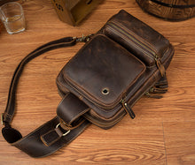 Load image into Gallery viewer, Vintage Leather Sling School Backpack for Men
