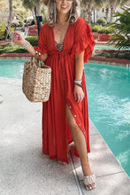 Load image into Gallery viewer, Button Drawstring Waist Maxi Cover Dress
