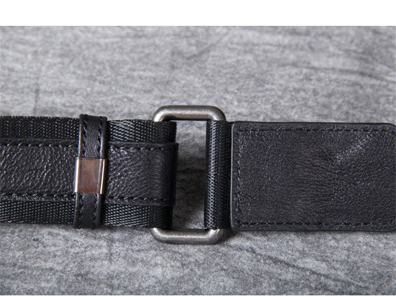 Black Leather Crossbody Sling Bag for Men