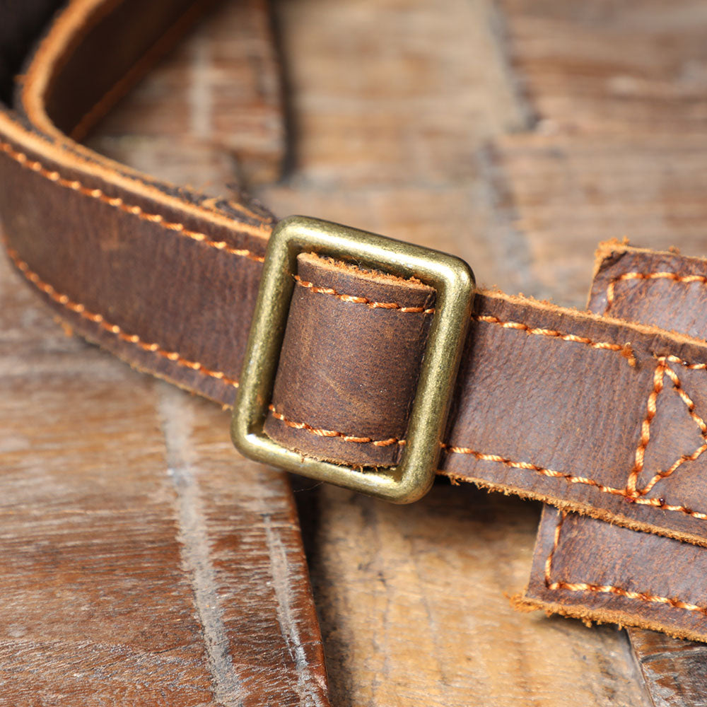 Large Brown Leather School Backpack