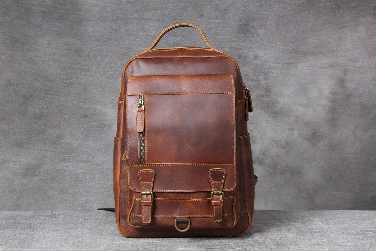 Large Handmade Leather School Backpack